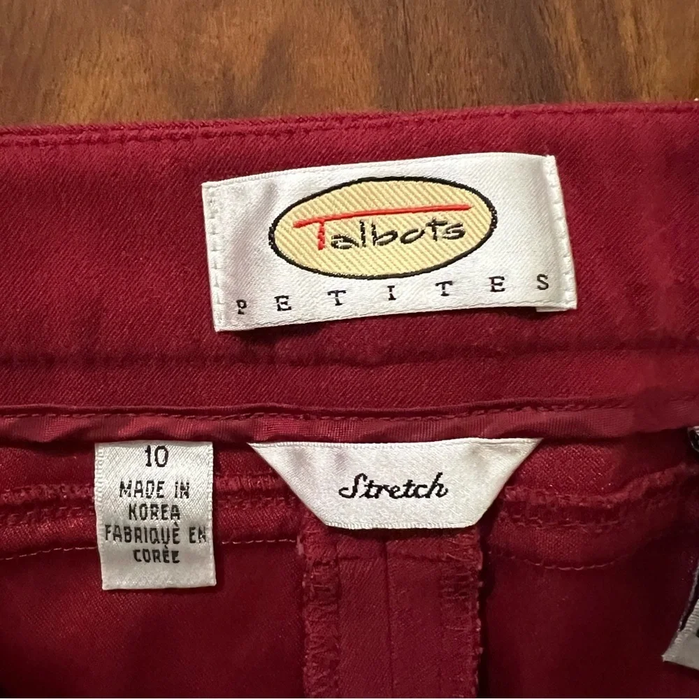 Talbots Petites Stretch Burgundy Faux Suede Straight Leg Pants size 10!